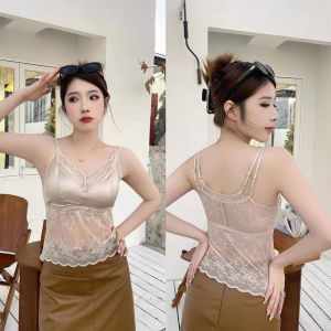 เสื้อชั้นในแบบสายเดี่ยวผ้าซาตินลูกไม้สไตล์ฝรั่งเศส 2025 สำหรับผู้หญิง ชุดชั้นในแบบสวมใส่สบาย ระบายอากาศได้ดี ไม่ต้องใส่เสื้อชั้นใน