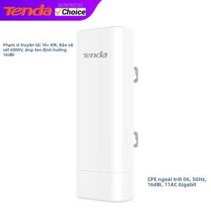 Tenda | Điểm Truy Cập Wifi Không Dây Ngoài Trời Tenda O6 5GHz 16dBi 11AC 867Mbps CPE Với Cổng Gigabit Ethernet WAN/LAN Và Hỗ Trợ POE Thụ Động IP65