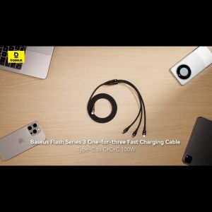 Cáp Sạc Nhanh 3in1 Đa Năng 100W Baseus Flash Series 3 ( Type-C to 3  Type-C ) dài 1.5M