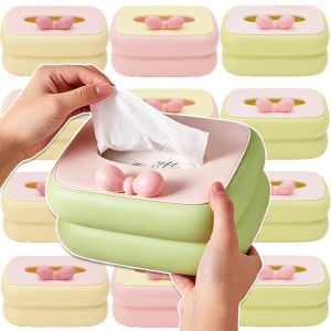 Tissue Box Tissue Holder / Dopamine Bow Desktop Tissue Boxes / Wall-mounted Plastic Paper Storage Organizer / Bathroom Kitchen Paper Holder