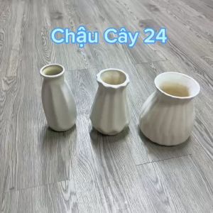 Bình hoa gốm sứ Bát Tràng lọ hoa trang trí nhà cửa màu trắng