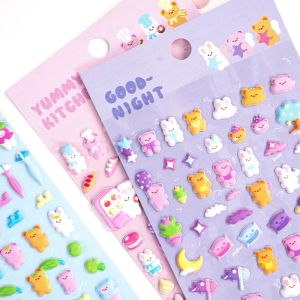 4 pcs/lot Happy Mini Animals Cartoon 3D Puffy Stickers Adhesive Sticker DIY Diary Stationery Sticker Gift School Office Supplies
