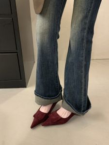 น่าทึ่ง กํามะหยี่แฟชั่นรองเท้าเดี่ยวชี้นิ้วเท้าสบาย ผู้หญิง รองเท้า ฤดูหนาว เสื้อโค้ท Match รองเท้าส้นสูง สไตล์เกาหลี กาวรองเท้า