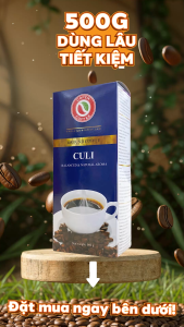 Cà phê rang xay hiệu Culi hộp 500g - Rang vừa - Đắng nhẹ chua thanh - Pha phin - Copen Coffee