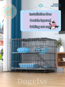 Cat Cage 2 Level Sangkar Kucing 1 Tingkat Pet Cage with Tray Hamster Cage /Rabbit Cage Foldable