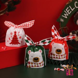 [10-50pcs] 10 designs Cute Rabbit Ear Christmas Cookies Goodies Bag 14x23cm | Beg Goodies Biskut Comel Krismas 10 Corak