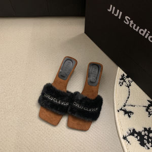 Warmth Feminine Style Furry Slippers Womens Gentle Style Increased Height Cotton Slippers Autumn Season Comfortable Slip-On Shoes