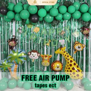 148pcs Dinosaur Theme Birthday Decoration set Dinosaur Foil Balloons + Banner + Turtle Leaves + Rain Silk Curtain + Latex Balloon Set Childrens Birthday Party Supplies