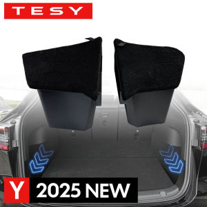 For Tesla New Model Y 2025-2026 Rear Trunk Side Storage Box with Flocking or TPE Lid