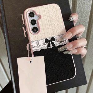 Woven Pattern Phone Case For Samsung S26 Ultra A57 A56 S25 Ultra A37 Bow For Samsung A17 4G A07 4G S24 FE 5G A26 5G Cover Funda