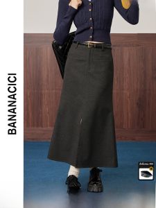 BANANA CICI | Chân Váy Dài Cổ Điển Đuôi Cá Cao Waisted Có Khe Trước
