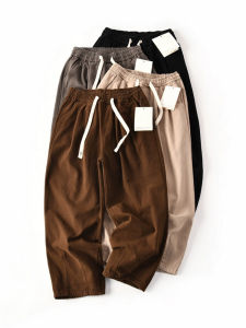 Cotton Casual Pants Mens Heavy-Duty Workwear Loose Wide-Leg Long Trousers Simple Ins Style Japanese Retro Trendy Brand