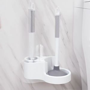 4 in 1 Brush for Bathroom Cleaning with Toilet Brush Plunger Hair Clipper and Gap Cleaning Brush