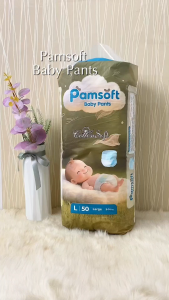 Pamsoft Baby Diaper Pants | Ultra‑Thin Breathable Overnight Diaper Soft Cotton Surface for Sensitive Baby Skin Pant M 50pcs(6-11kg)