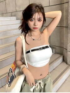 สไตล์อเมริกัน สีขาว ไม่มีสาย เสื้อครอป ชุดปาร์ตี้เต้นรํา ความยาวสั้น เปลือยหลัง ผู้หญิง ฤดูร้อน ทันสมัย ชุดเดินทาง