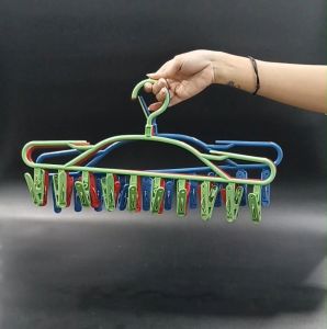 6 pcs FUHO 16"Laundry Clip Hanger (10 Clips) #C10