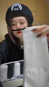 Tất Trơn Cổ Cao 22-25CM Nam Nữ Hai Màu Đen Trắng