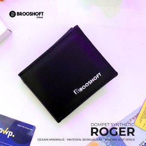 BROOSHOFT ROGER Dompet Lipat Pria Kulit Sintetis Hitam Kekinian