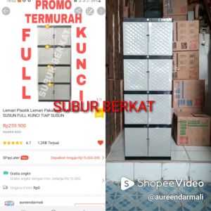 LEMARI PLASTIK LEMARI PAKAIAN 3 SUSUN  FULL KUNCI