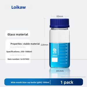 Lab Grade Glass Reagent Bottle with Threaded Neck Blue Cap Orange Cap High Borosilicate Brown Transparent Bottle with Scale
