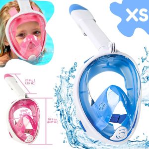 หน้ากากดำน้ำสำหรับเด็ก หน้ากากดำน้ำแบบเต็มหน้า ความปลอดภัยแบบหลอดเดียว หน้ากากว่ายน้ำ กันน้ำ ป้องกันหมอก ชายหาด เล่นสระว่ายน้ำวันหยุด เด็ก สีฟ้า