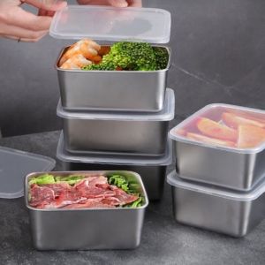 Hộp đựng Thực Phẩm Inox 304 Khay Inox Đựng Thực Phẩm Lạnh Có Kèm Nắp Đậy Tiện Lợi