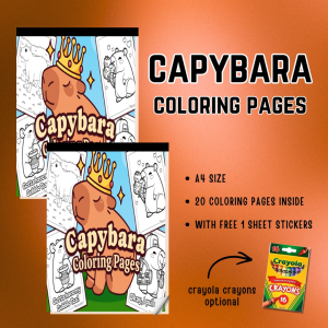 Capybara Coloring Pages Coloring Sheets 20 pages with Free stickers