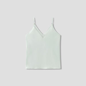 V Neck Spliced Gauze Tank Top for Women