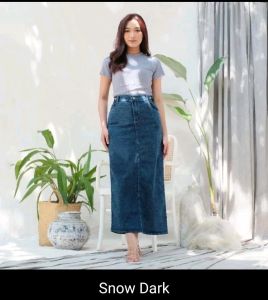 Theana Rok Jeans Skirt Wanita Belah Belakang Korean Style Terbaru