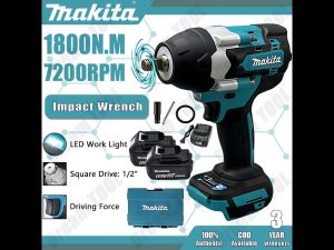 1800NM Cordless Impact Wrench 1/2" Removable Truck Wheel Drill With 2 Battery Lithium Electric Impact Wrench Brushless