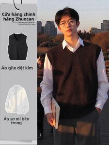 ZHUOCAN | High-End V-Neck Knit Vest for Men Autumn and Winter