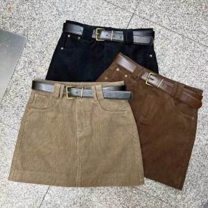 สไตล์เกาหลี ผ้าลูกฟูก ทรงเอ กระโปรงมินิเอวสูง พรางหุ่น ผู้หญิง ฤดูใบไม้ร่วง ฤดูหนาว สินค้าใหม่ Anti-light หลากหลาย กระโปรงสั้น