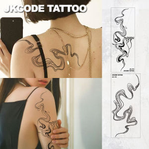 Waterproof Arm Tattoo for Women - Y2K Style Shoulder Tattoo - Flowing Line Pattern - Dark Cool Style Pattern Sticker - Waterproof and Sweat-Proof Removable - Refreshing and Elegant Tattoo for Women in Summer Set