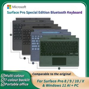 2025 New Color Microsoft Surface Pro 8/9/X/10/11 Bluetooth Magnetic Keyboard with Pen SlotTouchpad and 7-color Backlit Keyboard