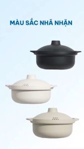 Âu thố tròn có nắp 1L nhựa VIỆT NHẬT - Dáng nồi đất mặt ngoài nhám - Đựng cơm canh kho tộ - 6419