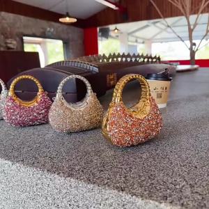 Mini Golden Pink Evening Bag Purses and Handbags Luxury Designer Shoulder Bags Diamond Party Wedding Acrylic Shiny Clutch Purse