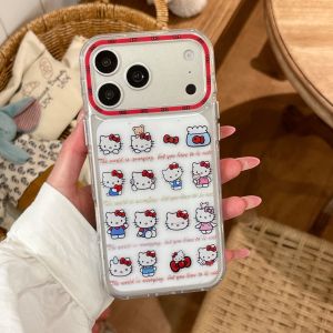 Sanrio | Kawaii Full Screen Bow HelloKitty Phone Case for iPhone 15 16 17 Pro Max Shockproof Clear Protective Cover Lovely Aesthetic Case