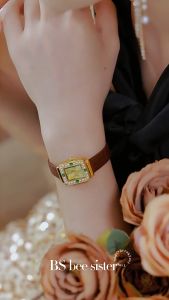 ĐỒNG HỒ NỮ ANBSHOP AUTH BS BEE SISTER BS FA 1853 MẶT NHỎ CHỮ NHẬT DÂY THÉP DÂY DA - SIZE 20MM