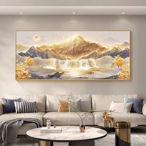 งานฝีมือตกแต่งบ้านภาพวาดเทือกเขาที่มีภูเขาเป็นพื้นหลัง ภาพวาดห้องนั่งเล่น ภาพวาดสิ่งแวดล้อมที่สร้างสรรค์ ภาพวาดที่ตกแต่งด้วยกระดาษแข็ง