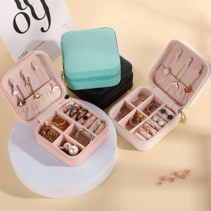 Mini Jewelry Storage Box: Portable Home Travel Earrings Necklace Storage Case for Women Ring Organizer PU Leather Display Case