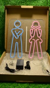 ป้ายไฟLED ป้ายไฟนีออน ป้ายไฟอะคริลิค ป้ายไฟหน้าร้าน " ป้ายไฟ ห้องน้ำชาย-หญิง " แบบเสียบปลั๊กไฟ ป้ายไฟตกเเต่งร้าน