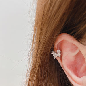 925 Sterling Silver Vintage Super Flash Zircon Screw Buckle Stud Earrings