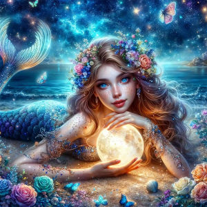 KAYOU | 5D DIY Diamond Painting Kit Mermaid Paint Art Full Drill Rhinestone Mosaic Wall Decor Craft Kit Home Gift