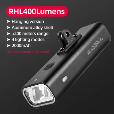 ROCKBROS Bike Front Light IPX6 Type-c Rechargeable Bicycle Hanging Light Headlight LED Flashlight 400/800LM Aluminum