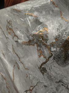 วอลล์เปเปอร์ลายหินอ่อนปิดทอง60X200cm 200 degree temperature Stiker Mengkilap กันความร้อนสำหรับตู้เตาห้องครัวตู้เสื้อผ้าตั้งโต๊ะสีทองสติกเกอร์ติดผนังกาวในตัวสีเงินแบบ DIY