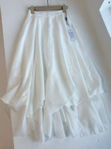 Pure Color High Waist A-Line Skirt Maxi Half-length Irregular Hem Female Skirt Commute Style Midi Skirt Female Fashion