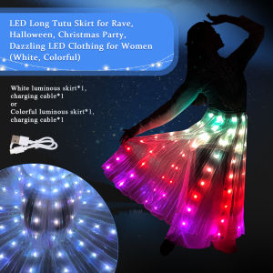 1/2Pcs Light Up Skirt LED Skirt LED Light Up Skirt for Women Rechargeable Light Up Skirt Dazzling LED Skirt for Rave Halloween