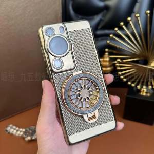 Huawei P60 pro Phone Case New Model Stress Relief Gyro Stand Electroplating Mesh Heat Dissipation Lightweight Protective Cover Full Protection for Men And Women