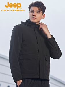 Jeep | Jeep Mens Outdoor Lightweight Waterproof Fleece Jacket Soft Shell Hooded Coat Windproof Hiking Climbing Autumn Season Gear