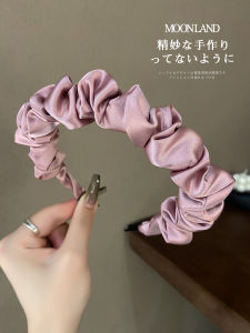 Korean Style High Skull Top Elegant Solid Color Fabric Craft Headband Female Ruched Headband Face Wash Outdoor All-Matching Hair Pressing Hairpin Hair Tie